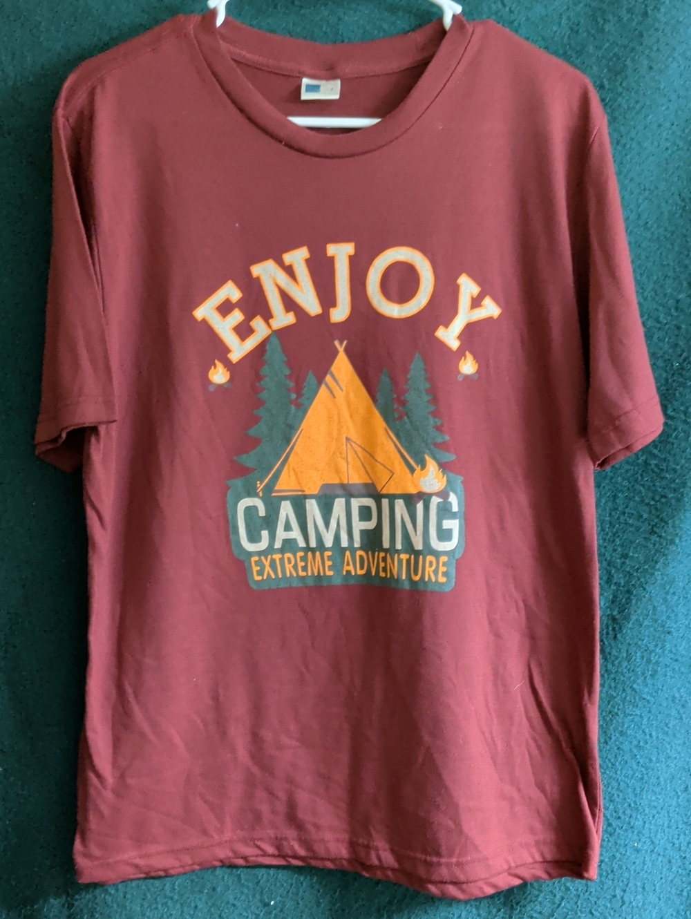 Men's Maroon 'Enjoy Camping' Graphic Short-Sleeve Tee